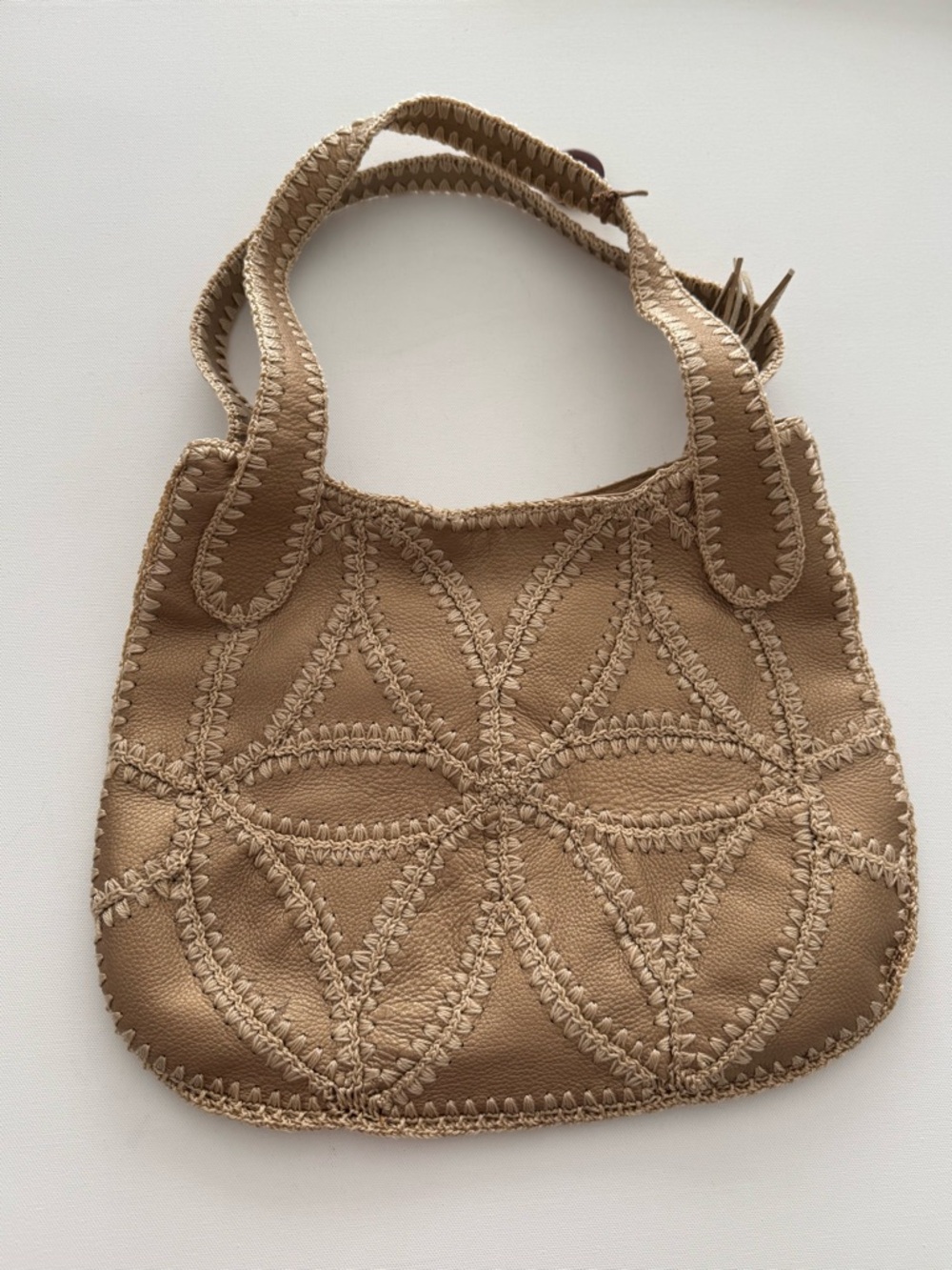 The Sak Pink Label Boho Gold Shoulder Bag